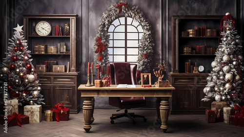 Christmas time and desk of free space for your decoration - Generated by Generative AI
