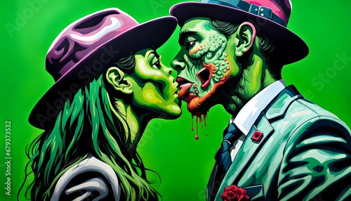 Zombies kissing photo