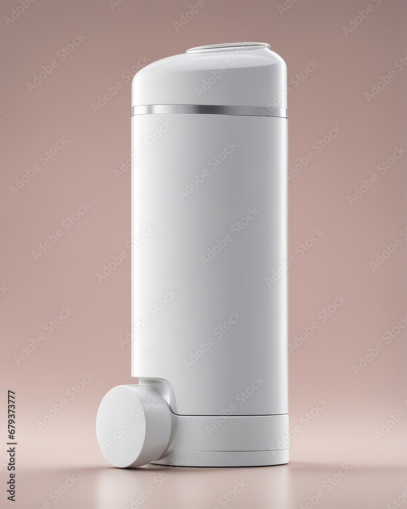 Inhaler device with a modern, sleek futuristic design, concept, on a pink background, a device for treating the respiratory tract and lungs Inhaler device with a modern, sleek futuristic design, concept, on a pink background, a device for treating the respiratory tract and lungs