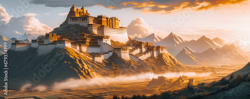 Beautifull landscape of Tibetan monastery, Tibet photo