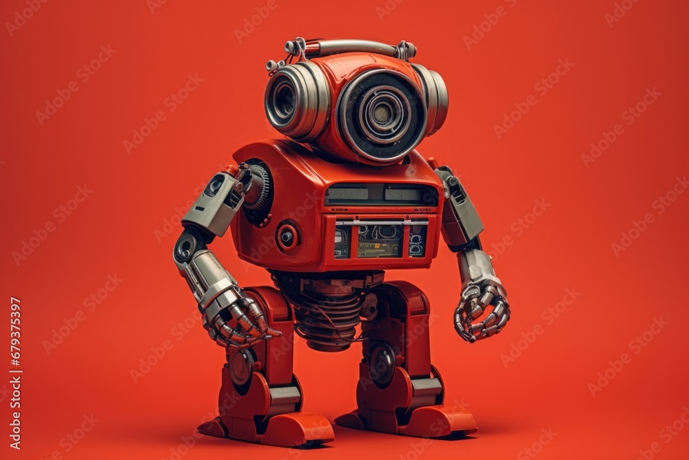 minimalistic image of robots on a red background minimalistic image of robots on a red background