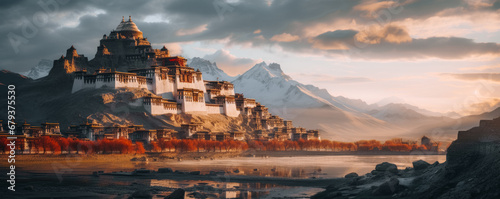 Beautifull landscape of Tibetan monastery, Tibet photo