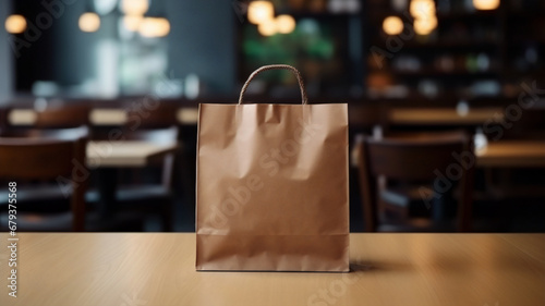 brown paper bag in the restaurant for food order, generative ai