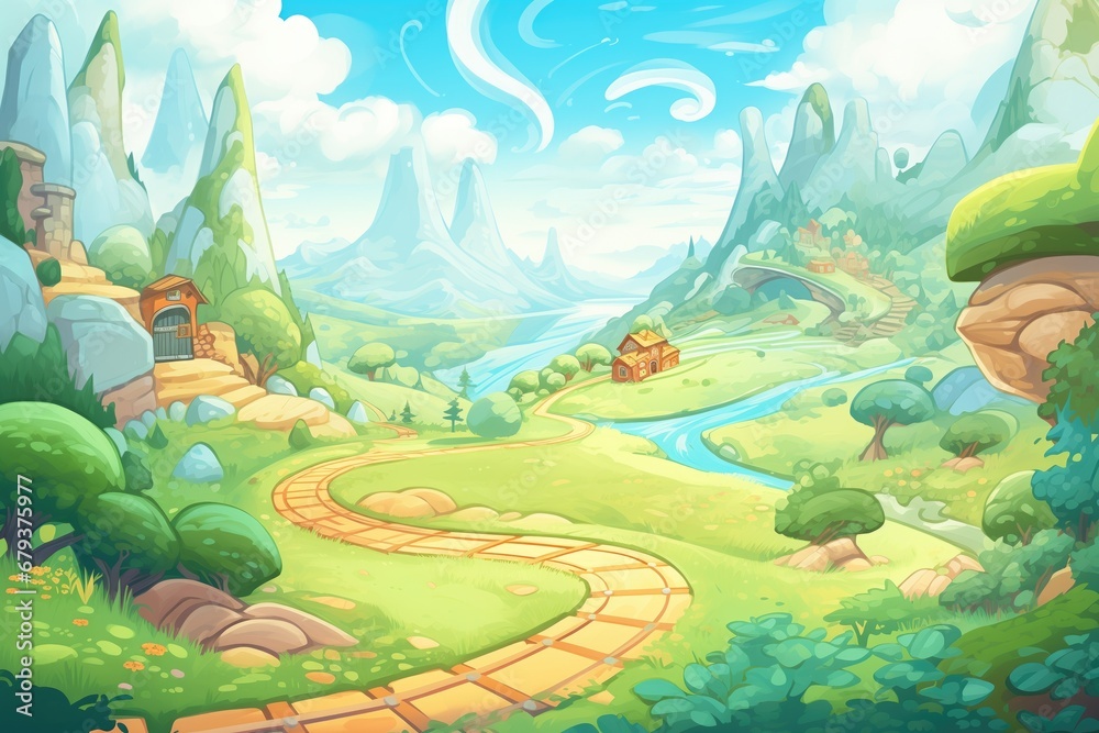a winding train track through a scenic mountain valley a winding train track through a scenic mountain valley