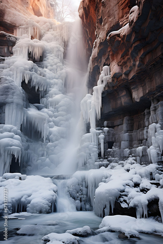 Capturing the Magic of Frozen Waterfalls  Ai generated ART © Polina