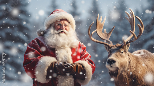 Santa Claus and a reindeer