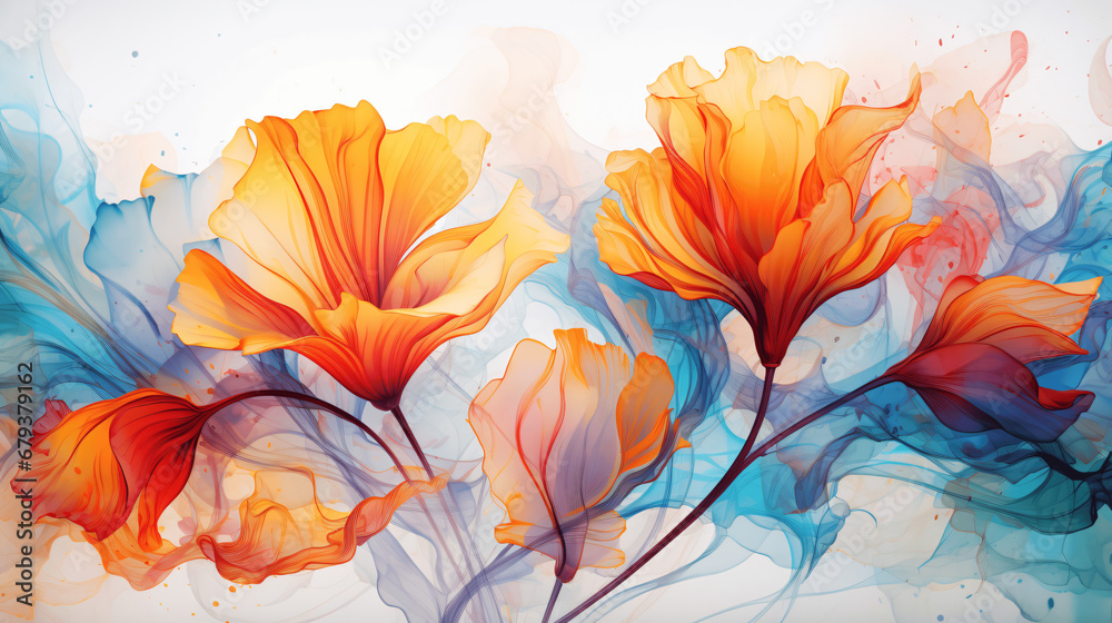 Delicate Watercolor Blooms with Abstract Artistry