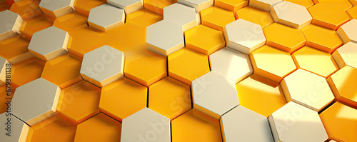 Yellow white honeycomb hexagon texture. abstract honey combs design background © Michal