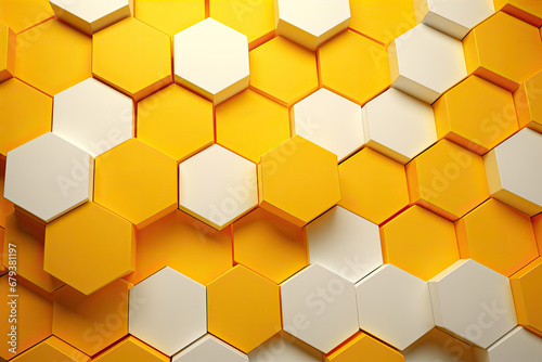 Yellow white honeycomb hexagon texture. abstract honey combs design background photo