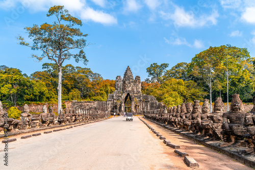 Landscape with entrance gate to Angkor Thom   Siem Reap   Cambodia.