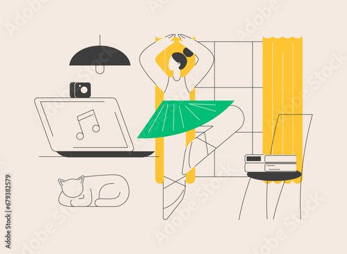 At-home dance class abstract concept vector illustration.