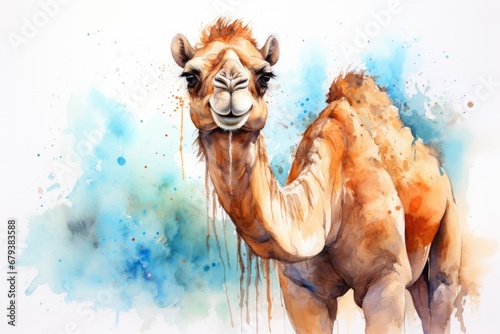 watercolor Camel Watercolor realistic camel desert