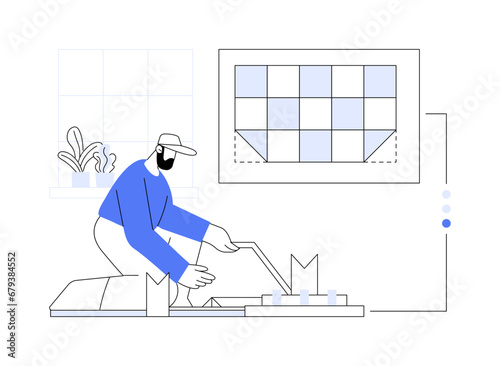 Cutting tiles abstract concept vector illustration.