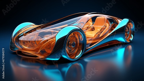 3d render of futuristic car in the style of translucent overlapping