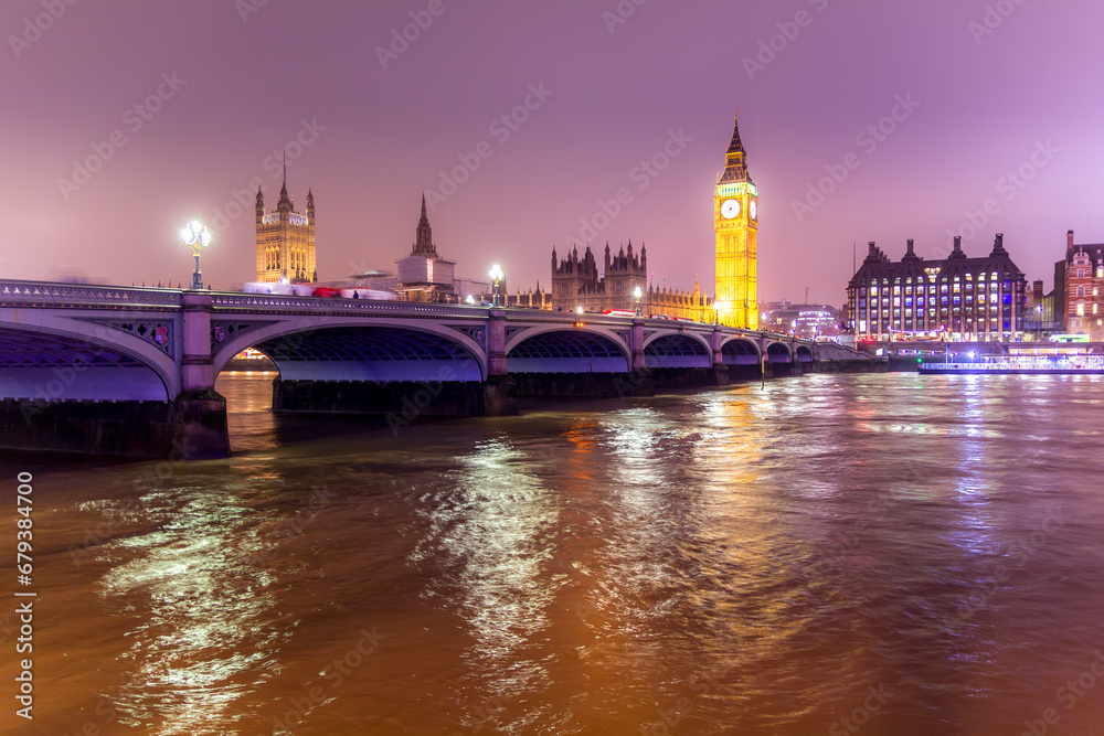 The Big Ben, the Parliament and the Westminster Bridge, London, UK