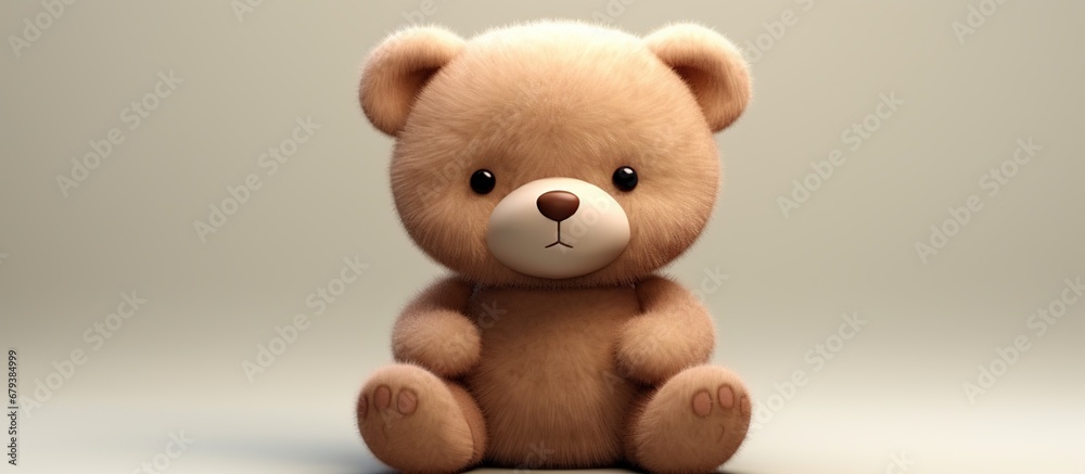 Fototapeta premium Rendering funny Teddy Bear doll isolated brown background