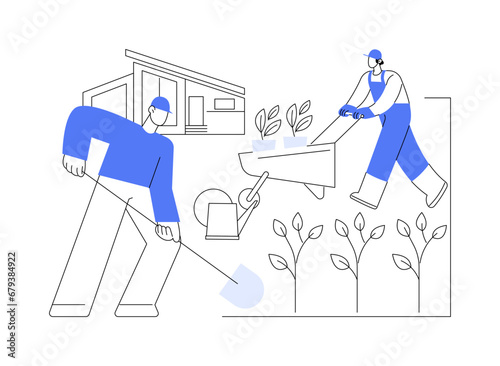 Planting trees abstract concept vector illustration.