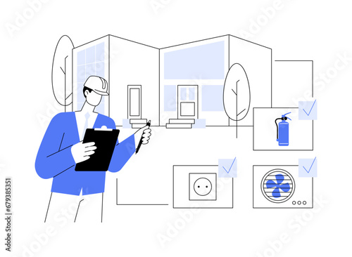 Building code inspection abstract concept vector illustration.