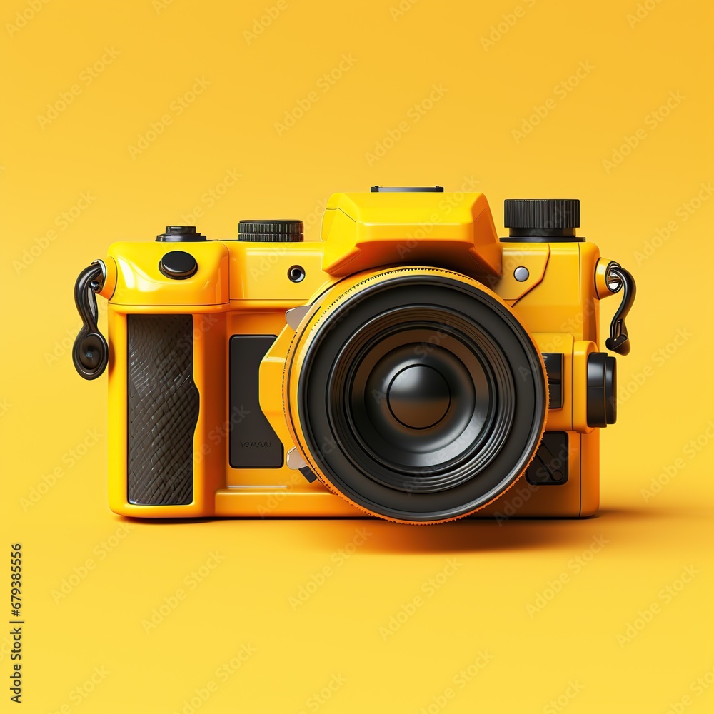 Modern shape of camera digital isolated copy space yellow background