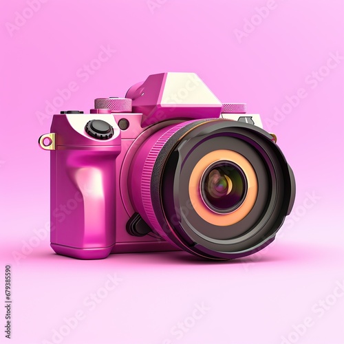 Modern shape of camera digital isolated copy space pink background