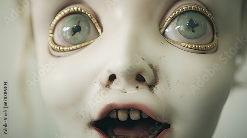 Creepy doll. A terrifying image of an evil creature.