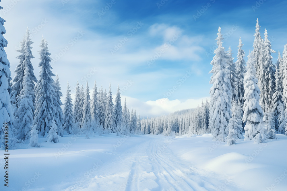 winter landscape with snow