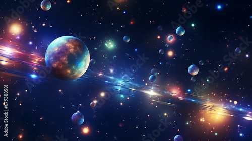 A wallpaper featuring sim sim balls with a celestial  starry background.