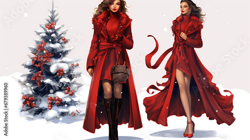 A Christmas-themed fashion line with elegant winter attire.
