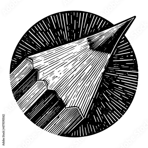 sharp pencil emblem close up sketch