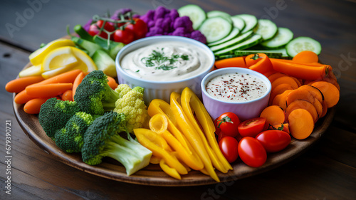 Colorful Veggie Platter with Ranch Dip