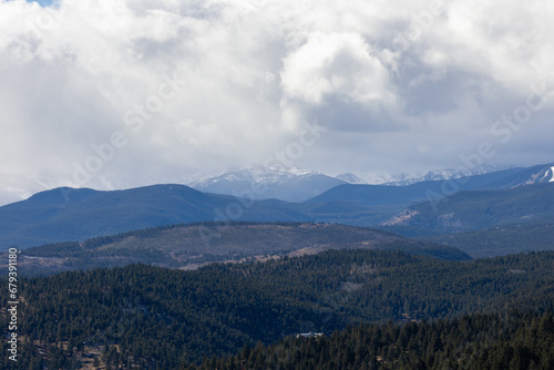 Fototapeta Naklejka Na Ścianę i Meble -  Boulder Colorado Snow Mountains, Snowy Peaks Outside of Town