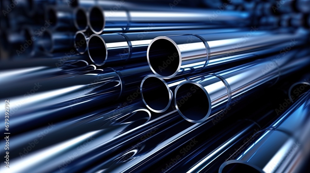 Silver Pipeline: Dark Navy and Dark Silver Pipes in Industrial Hue Silver Pipeline: Dark Navy and Dark Silver Pipes in Industrial Hue