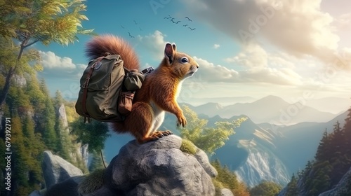 Squirrel-researcher, paving its path through a dense forest