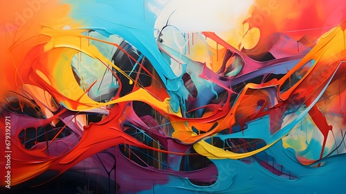 Colorful abstract background with street art painting.