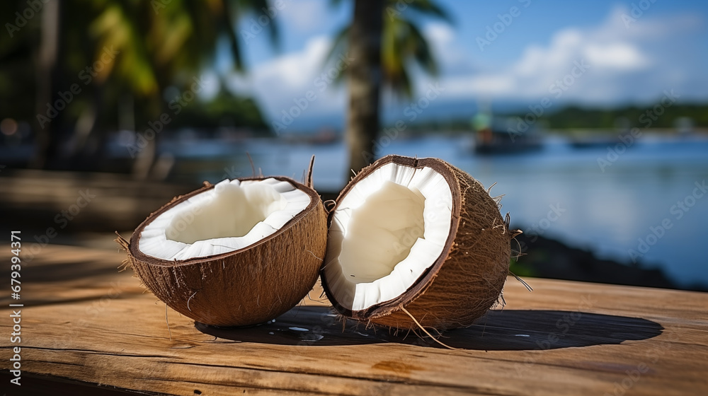 coconuts with coconut water splash