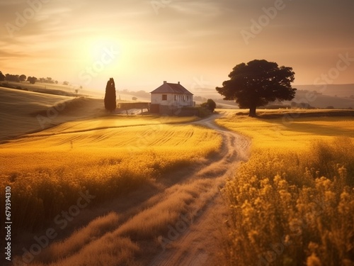 Peacefull landscape, dreamy rural lanscapes. Nature. High quality photo. Generated Ai