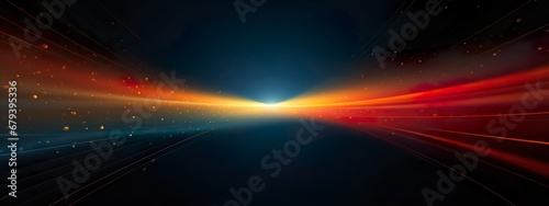 Colorful Illusions: Abstract Light Rimmed with Dark Sky-Blue and Dark Orange - Minimalism with Textured Surface for Web Banner