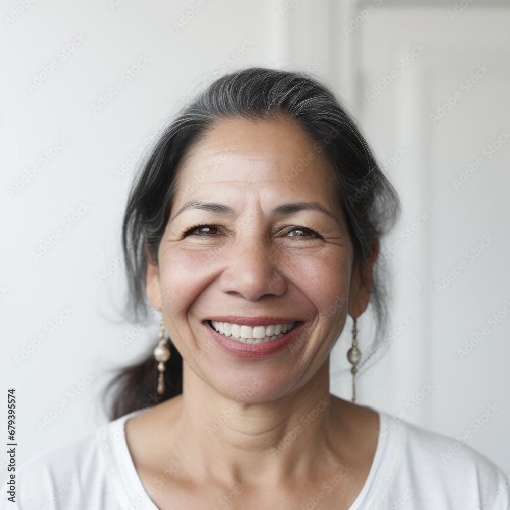 Headshot of a Smiling attractive Hispanic mature senior woman looking at the camera smiling Headshot of a Smiling attractive Hispanic mature senior woman looking at the camera smiling