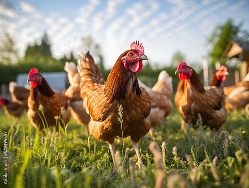 An organic farm with free-range chickens symbolizing ethical animal husbandry.