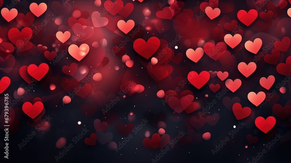 Beautiful illustration of pink hearts background. Ai generative