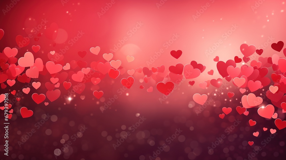 Abstract love romantic background with pink hearts. Ai generative