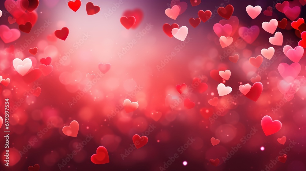 Abstract love romantic background with pink hearts. Ai generative