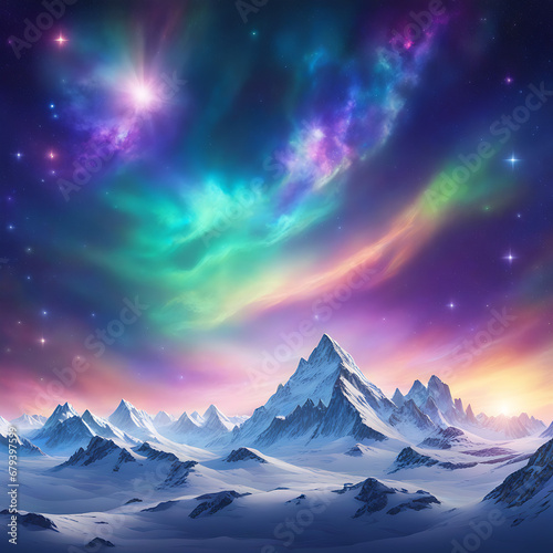 background starry sky planets galaxies constellations nebulae northern lights night snow aurora borealis 