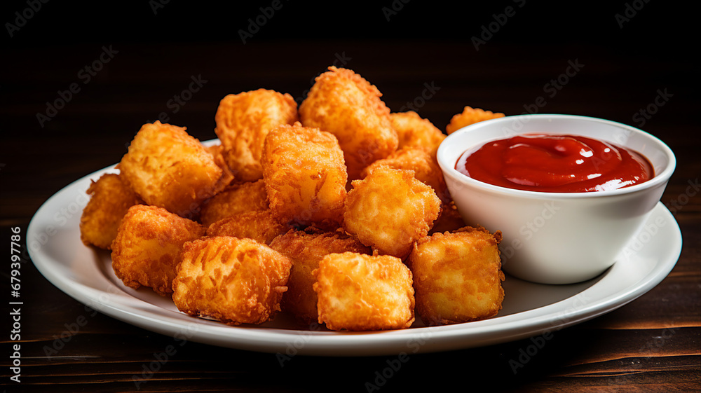 Crispy Tater Tots with Ketchup