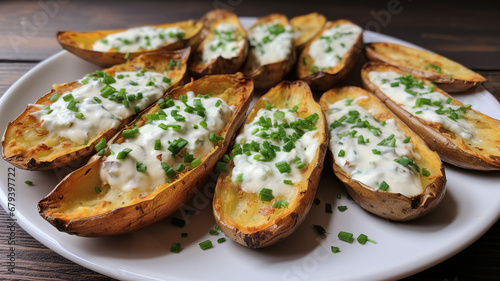 Crispy Potato Skins with Sour Cream and Chives