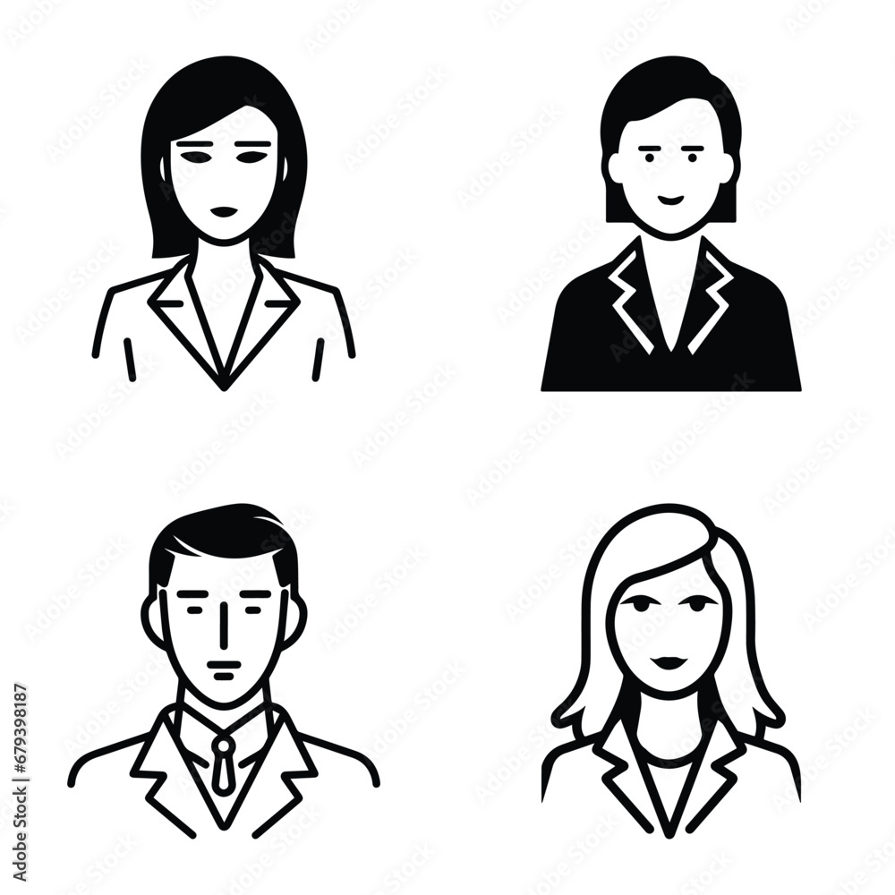 Business People Flat Icon Set Isolated On White Background Business People Flat Icon Set Isolated On White Background