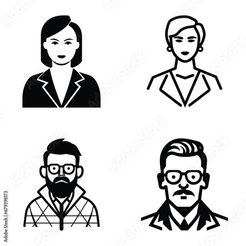 Business People Flat Icon Set Isolated On White Background