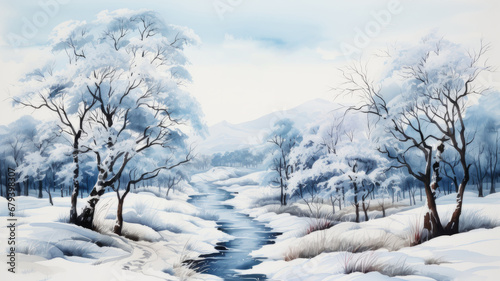 A WHITE WINTER LANDSCAPE WITH AS AN ILLUSTRATION