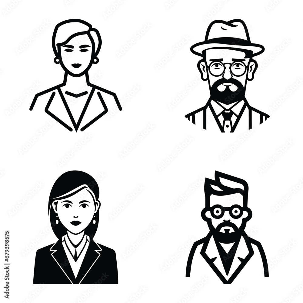 Business People Flat Icon Set Isolated On White Background Business People Flat Icon Set Isolated On White Background