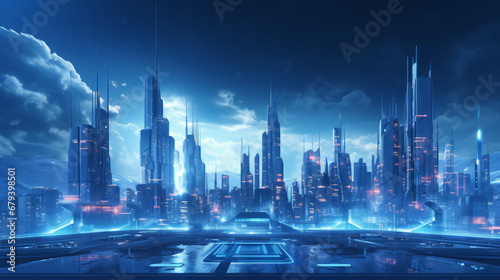futuristic city landscape with buildings  connected together with advanced technology  future concept  city concept  architecture concept